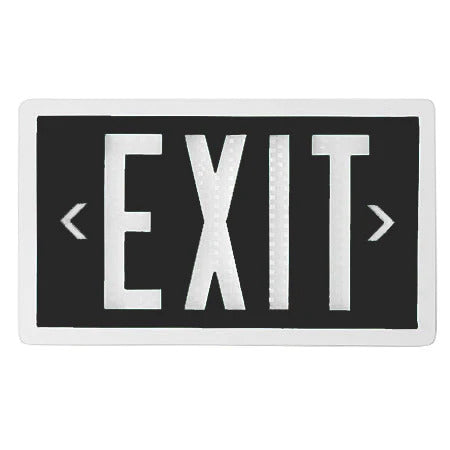10-Year Self Luminous Exit Sign - Black Face - White Frame - Single or Double Sided