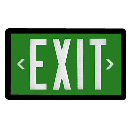 10-Year Self Luminous Exit Sign - Green Face - Black Frame - Single or Double Sided