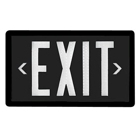 20-Year Self Luminous Exit Sign - Black Face - Black Frame - Single or Double Sided