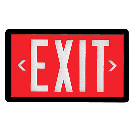 20-Year Self Luminous Exit Sign - Red Face - Black Frame - Single or Double Sided