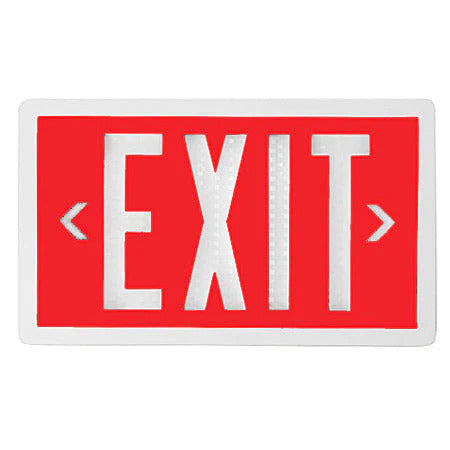 20-Year Self Luminous Exit Sign - Red Face - White Frame - Single or Double Sided
